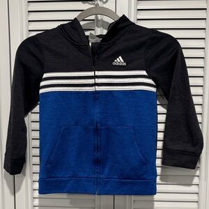 Adidas Kids' Black and Blue Striped Hoodie